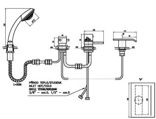 Смеситель на борт ванны Rav Slezak Dunaj DT274.5P хром
